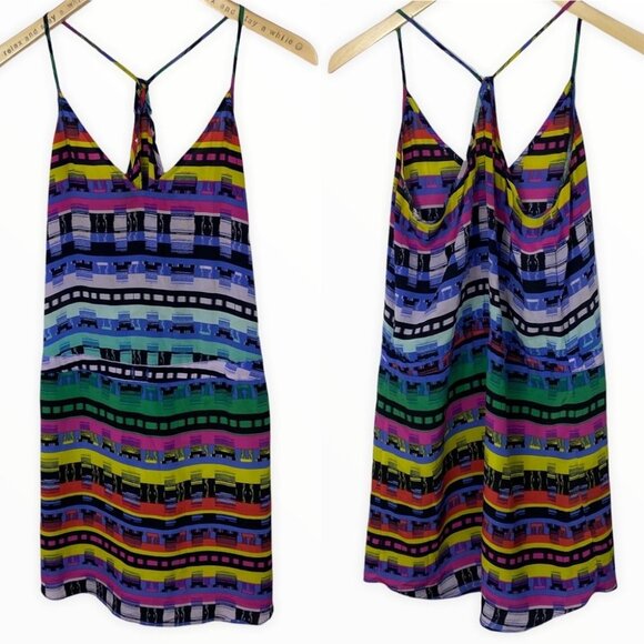 Rory Beca 100% Silk Waiverly Mini Dress Bohemian Print Shift V-Neck Size XS Boho - Picture 4 of 8